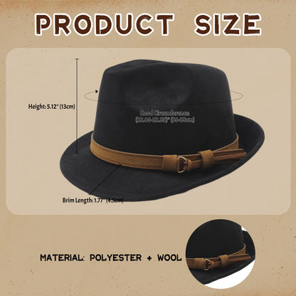 Classic Manhattan Felt Mafia Hat with Belt - Boniskiss