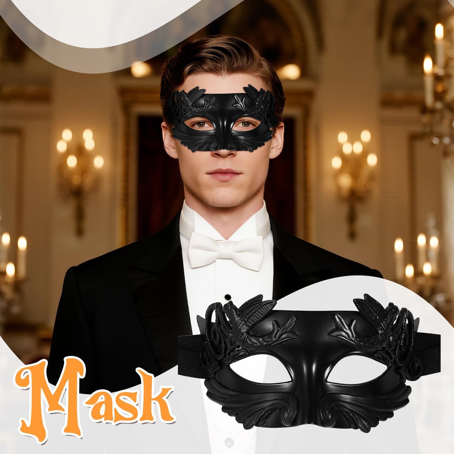 Boniskiss Mens Paisley pattern Masquerade Mask - Classical Mask For Halloween Carnival Graduation Ball