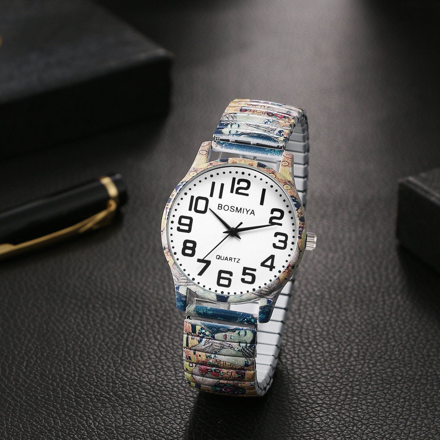 Boniskiss "The Kiss - Gustav Klimt " Women's Boho Printed Elastic Band Wrist Watch