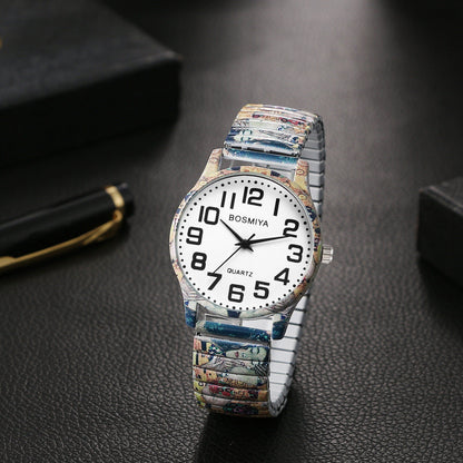 Boniskiss "The Kiss - Gustav Klimt " Women's Boho Printed Elastic Band Wrist Watch