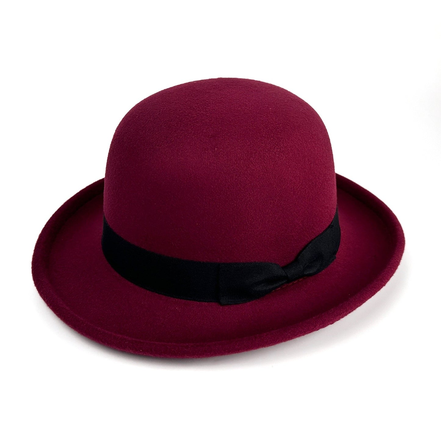 Vintage Elegant Bowler Dome Hat Retro Short Brim Fedora Hat with Hatband - Boniskiss