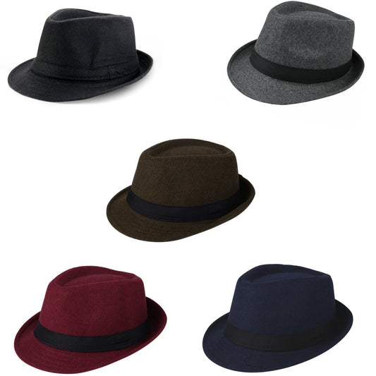 Classic Derby Style Short Brim Trilby Hat - Boniskiss (Size L & SIze XL)