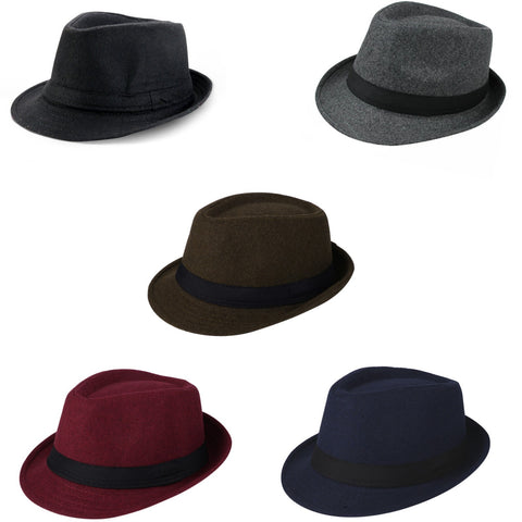 Boniskiss Men's Short Brim Trilby Hat - Classic Fedora & Derby Style Jazz Cap