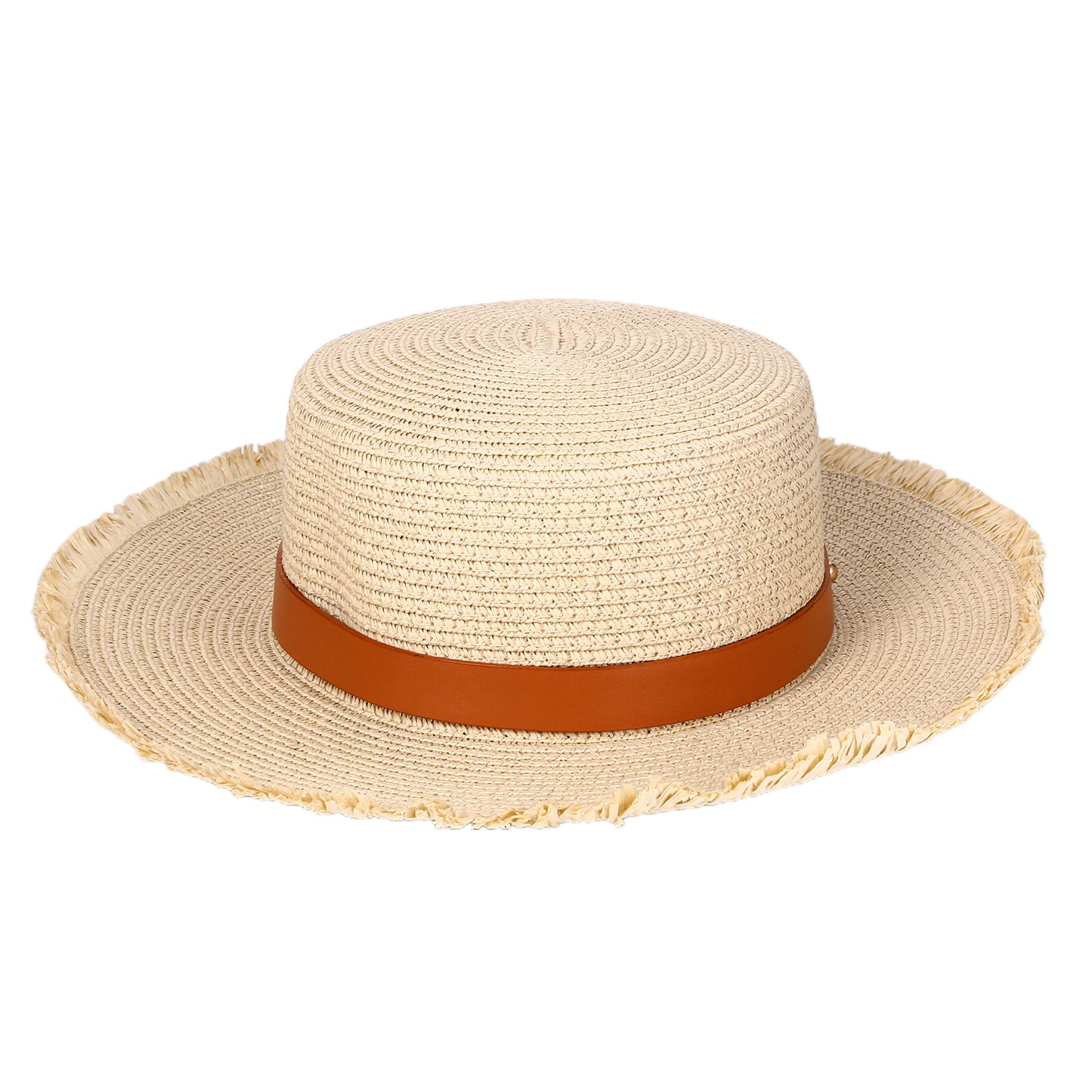 Sombrero de paja con cinturón retro para mujer de Boniskiss - Sombrero Panamá Fedora para el sol en la playa de verano con visera de rafia