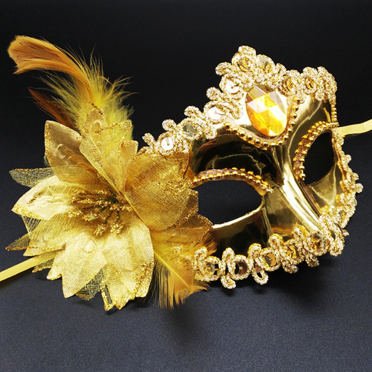 Boniskiss 2PCs Couple Venetian Lily Mask - for Ball Mardi Gras Masquerade Wedding Party Prom