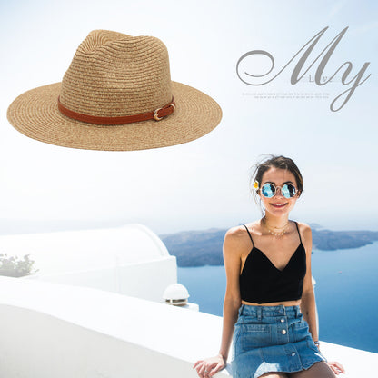 Chapeau de plage Panama en paille, protection solaire UPF 50+ - Boniskiss