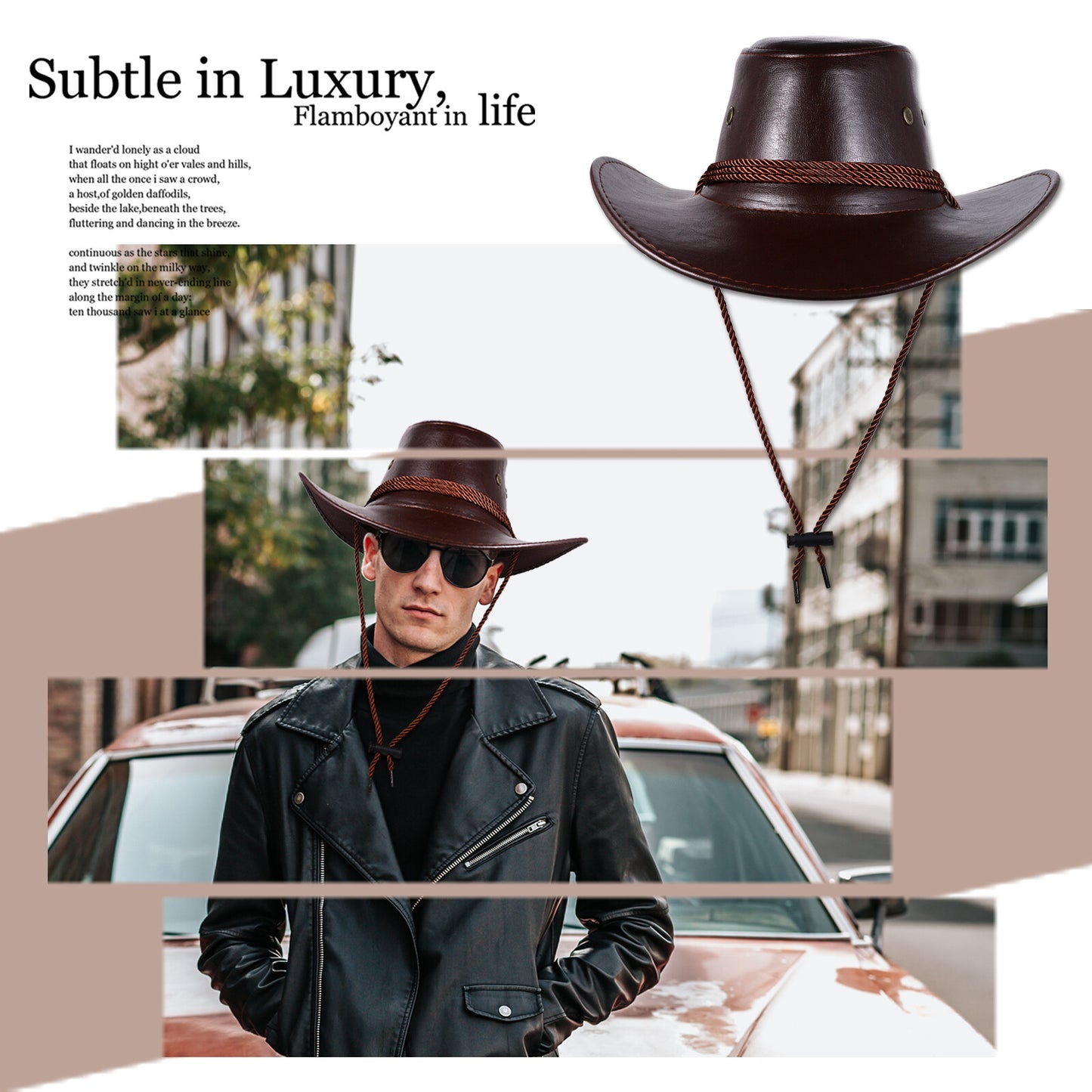 Chapeau de cowboy à larges bords bouclés, style western australien - Boniskiss