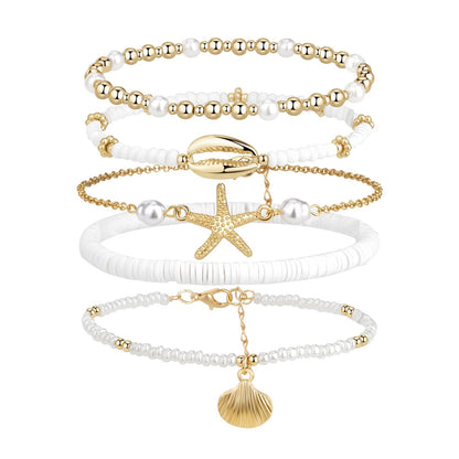 Boniskiss Bohemian Shell Anklets Set - Marine Life Anklets for Holiday Seaside Pool Party