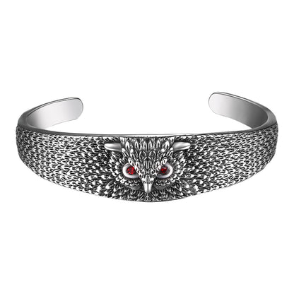 Boniskiss Carved Vivid Owl Amulet Open Cuff Bangle Stainless Steel Bracelet Viking Jewelry For Men