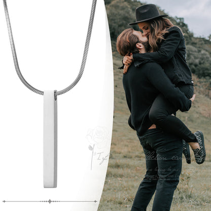 Customized Stainless Steel Bar Pendant Necklace - Boniskiss