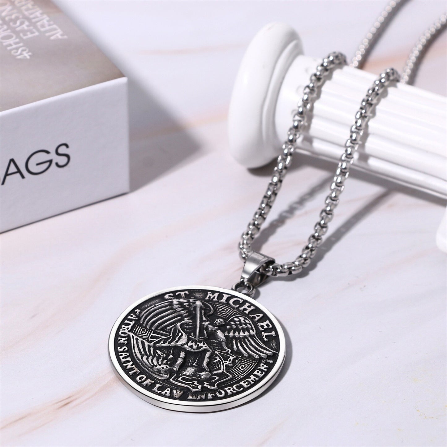Boniskiss St Jude Michael Christian Medal Necklace - Religious Amulet Pendant Gift for Father Son