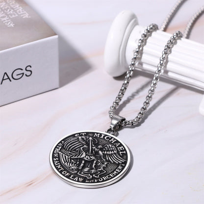Boniskiss St Jude Michael Christian Medal Necklace - Religious Amulet Pendant Gift for Father Son
