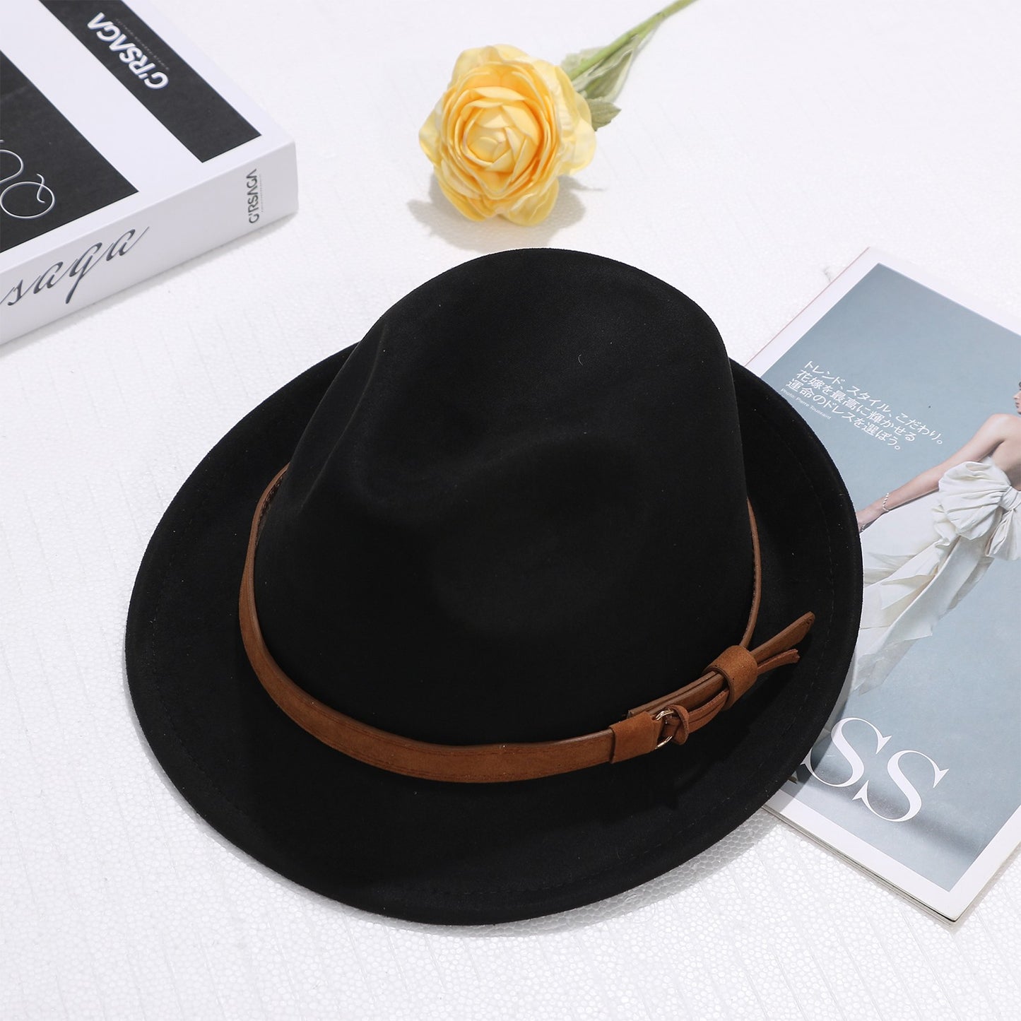 Classic Manhattan Felt Mafia Hat with Belt - Boniskiss