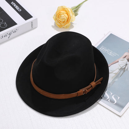 Classic Manhattan Felt Mafia Hat with Belt - Boniskiss