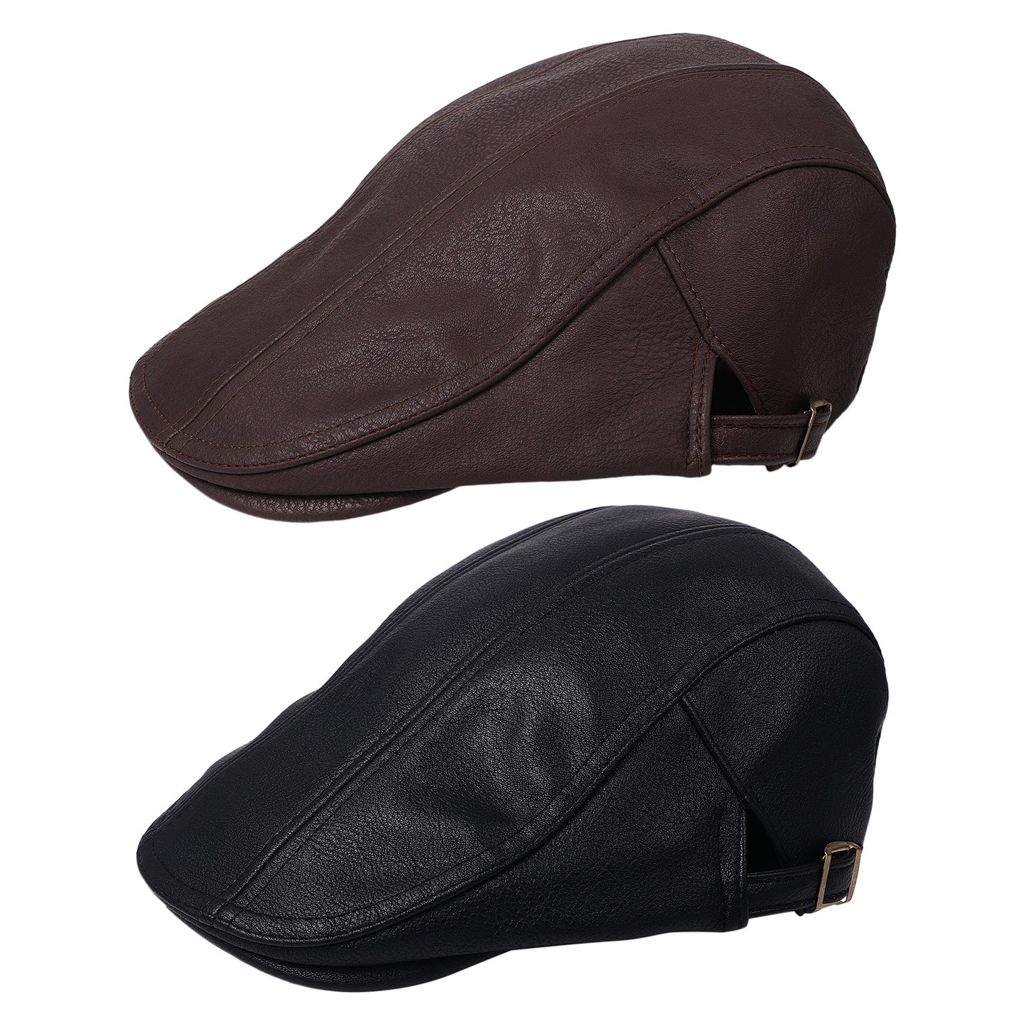 British Style Shelby PU Leather Newsboy Beret Cap - Boniskiss
