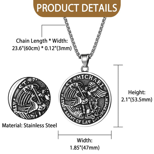 Boniskiss St Jude Michael Christian Medal Necklace - Religious Amulet Pendant Gift for Father Son