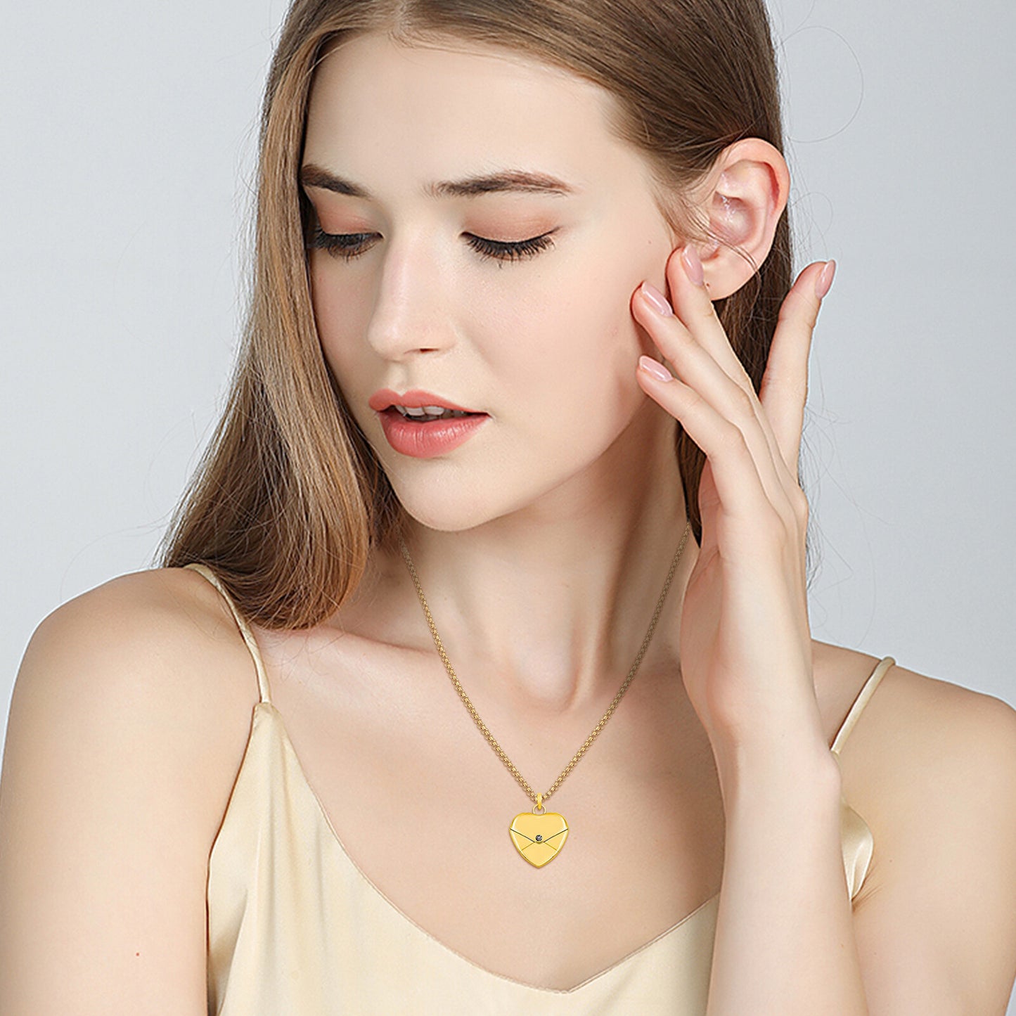 Customized Envelope Heart Necklace Stainless Steel Message Locket Pendant - Boniskiss