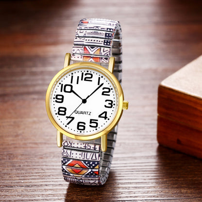 Boniskiss "Geometry" Women's Boho Printed Elastic Band Wrist Watch