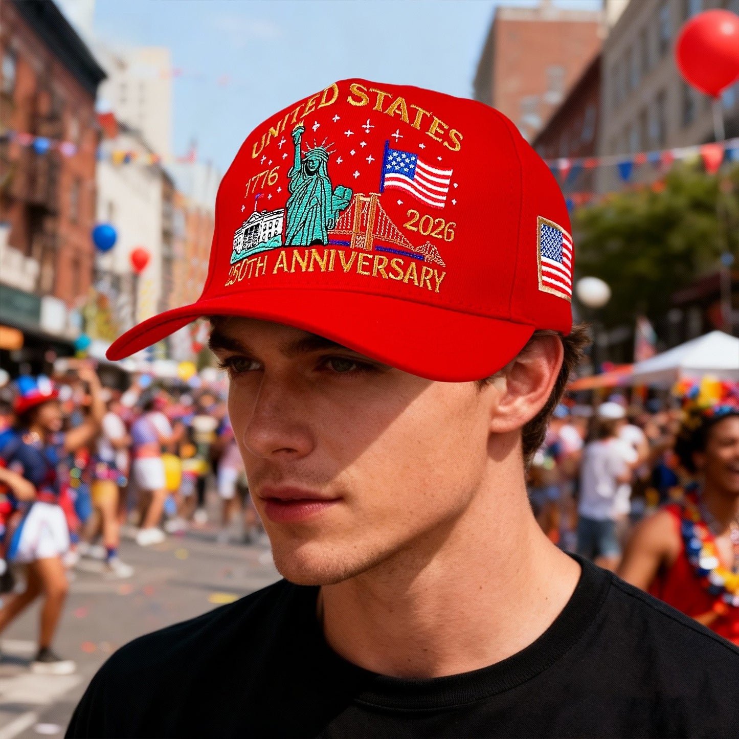 250th Anniversary of America Baseball Cap Statue of Liberty American Flag Hat | Size L-XL - Boniskiss