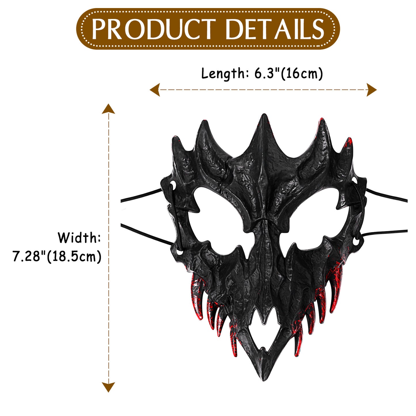 Boniskiss Dark Dragon & Yaksha Mask - Ghost Devil Mask for Halloween Carnival Venetian Masquerade