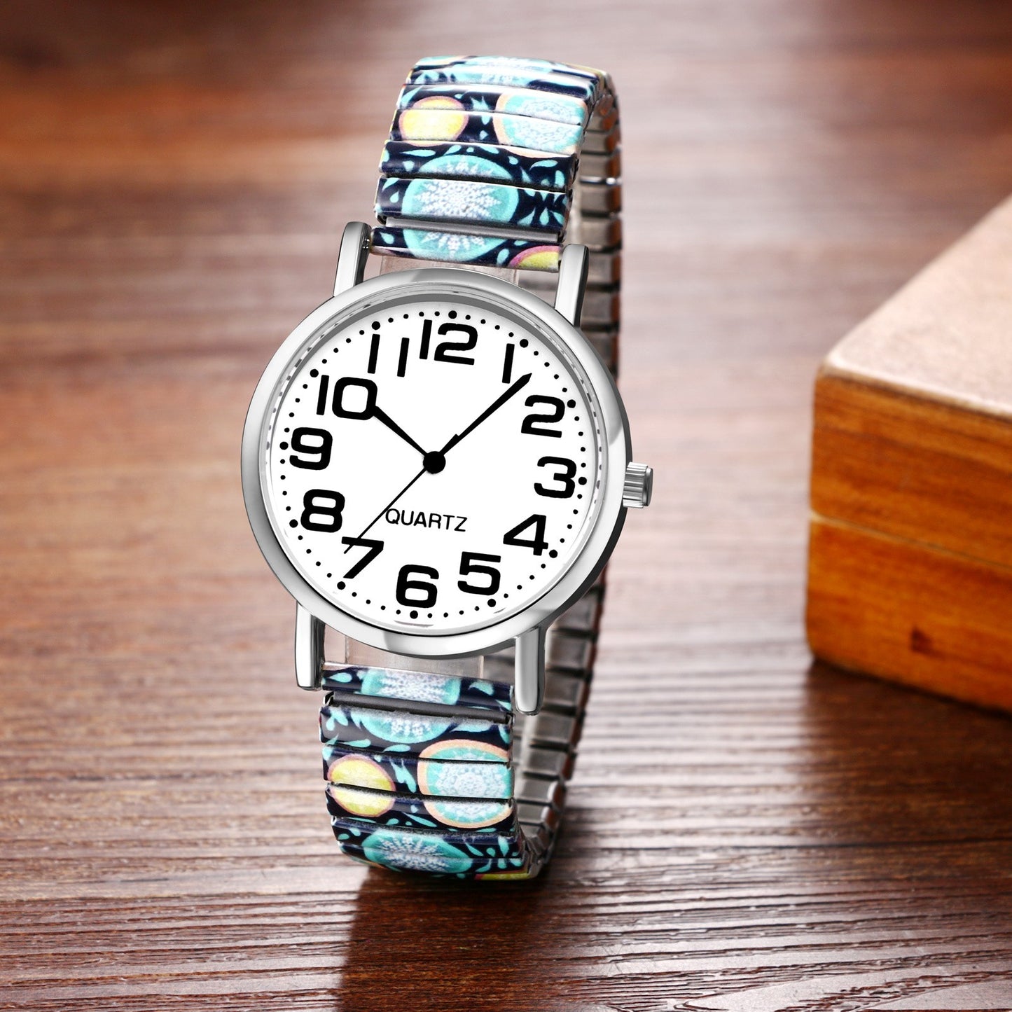 Boniskiss "Snowflake" Women's Boho Printed Elastic Band Wrist Watch