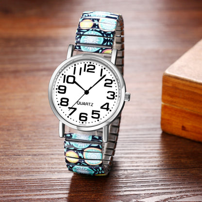 Boniskiss "Snowflake" Women's Boho Printed Elastic Band Wrist Watch