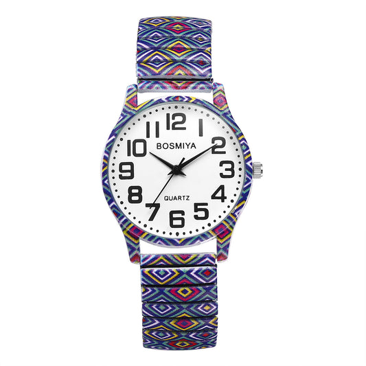 Boniskiss "Psychedelic" Women's Boho Printed Elastic Band Wrist Watch