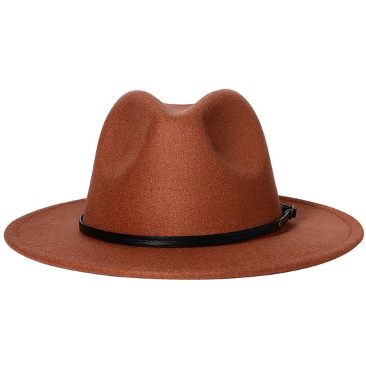 Khaki Classic Fedora Trilby Panama Hat with Black Belt | SIze M-L - Boniskiss