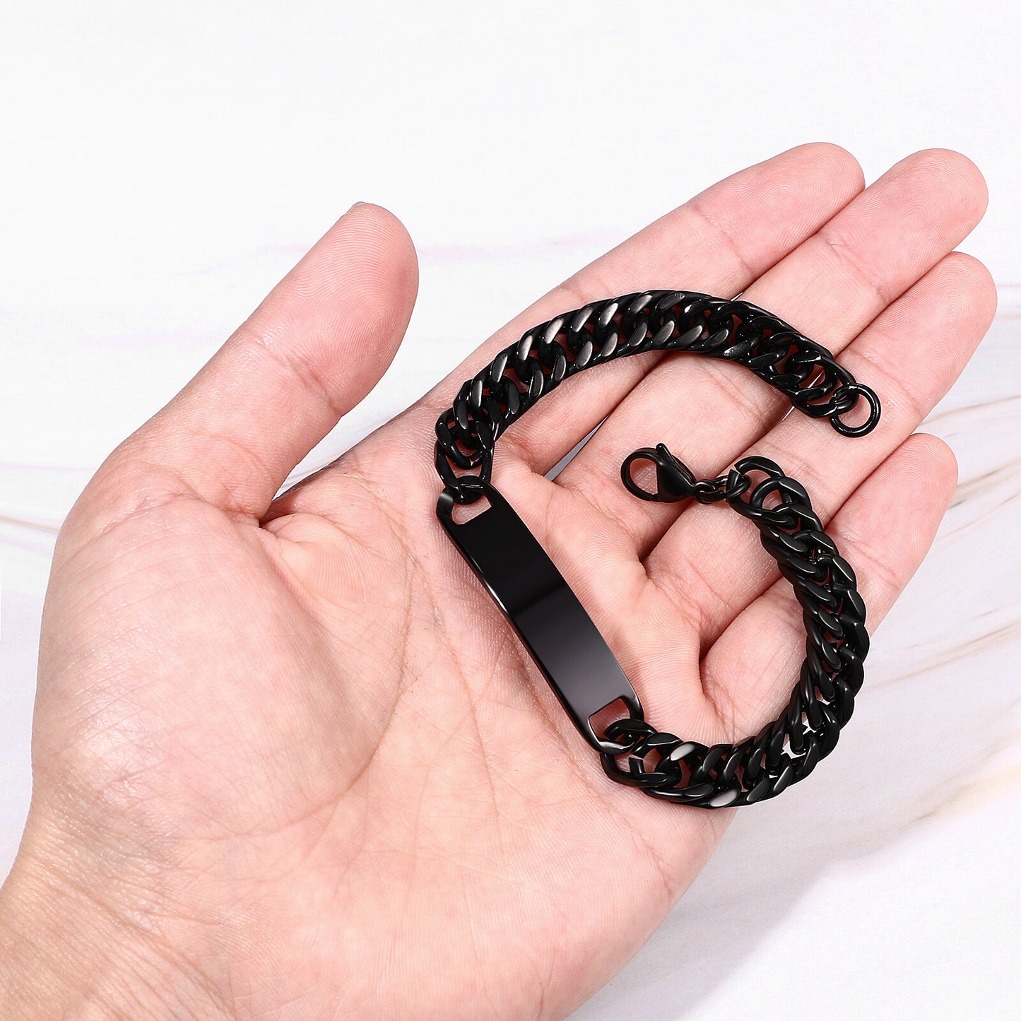 Custom Engraved Hip Hop Cuban Link Chain Stainless Steel Bracelet - Boniskiss