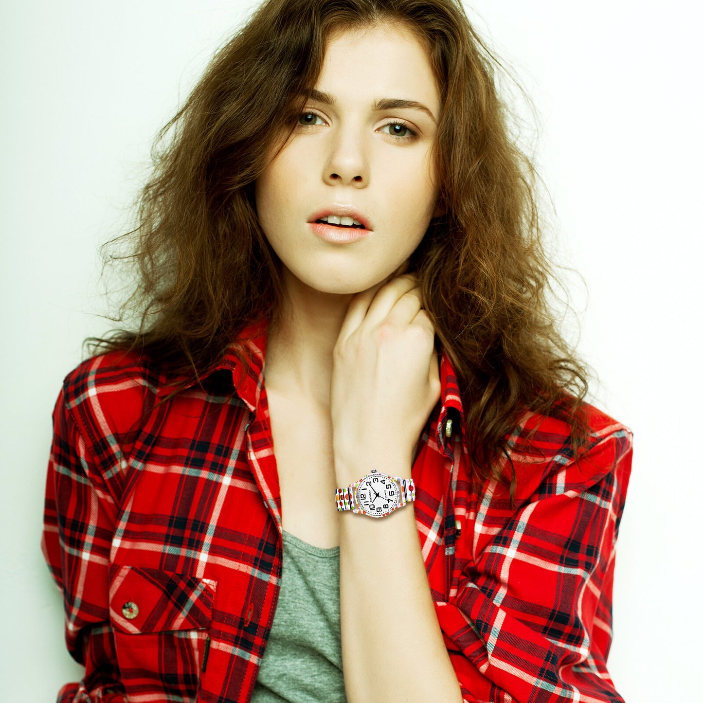 Boniskiss Boho Elastic Band Easy to Read Wrist Watch for Women - Large Dial Arabic Numerals Quartz Wrist Watch