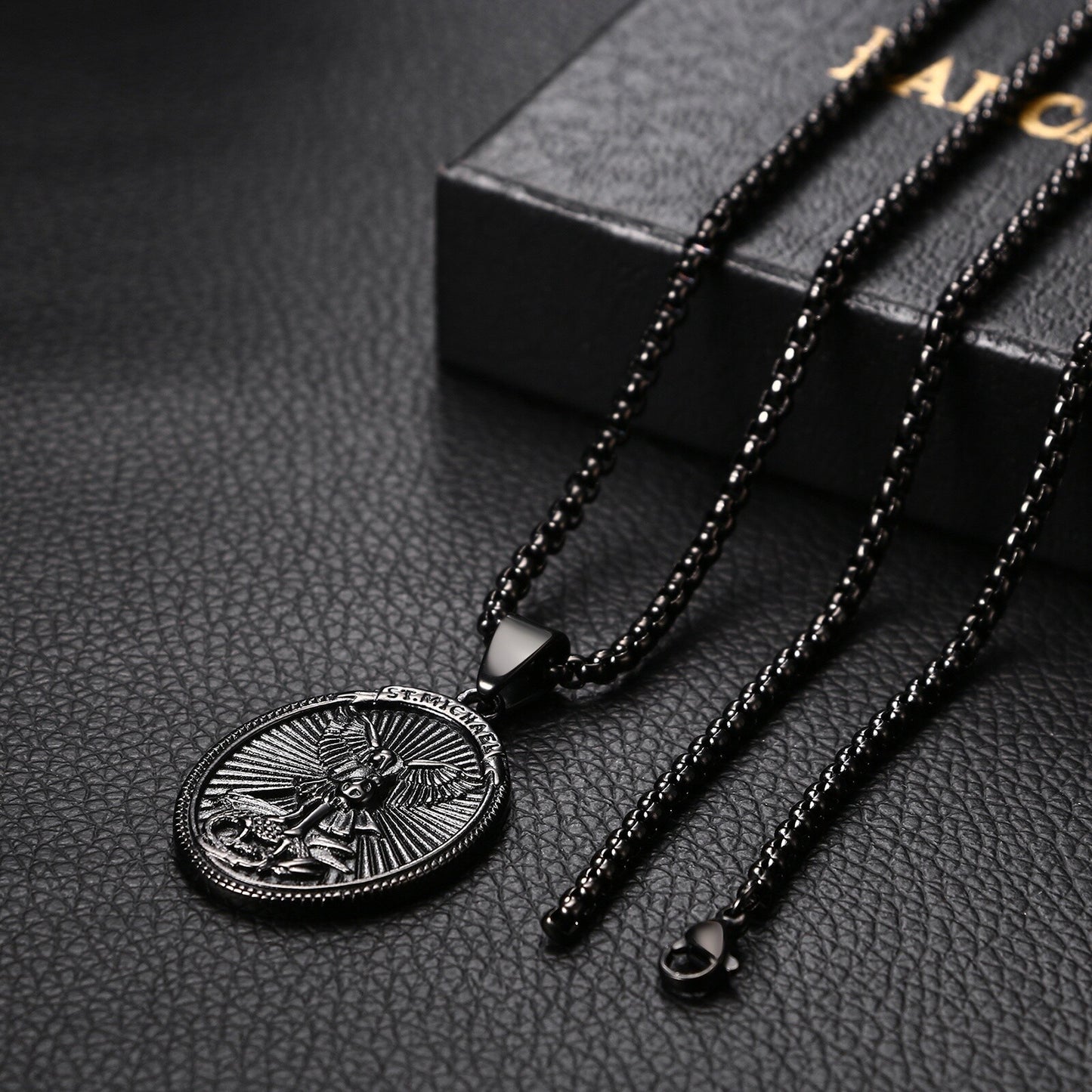 Boniskiss Christian Shield Medal Necklace - Saint Michael Angel Religious Amulet Pendant Necklace for Men