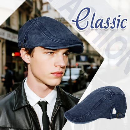 Denim Newsboy Beret Cap - Boniskiss