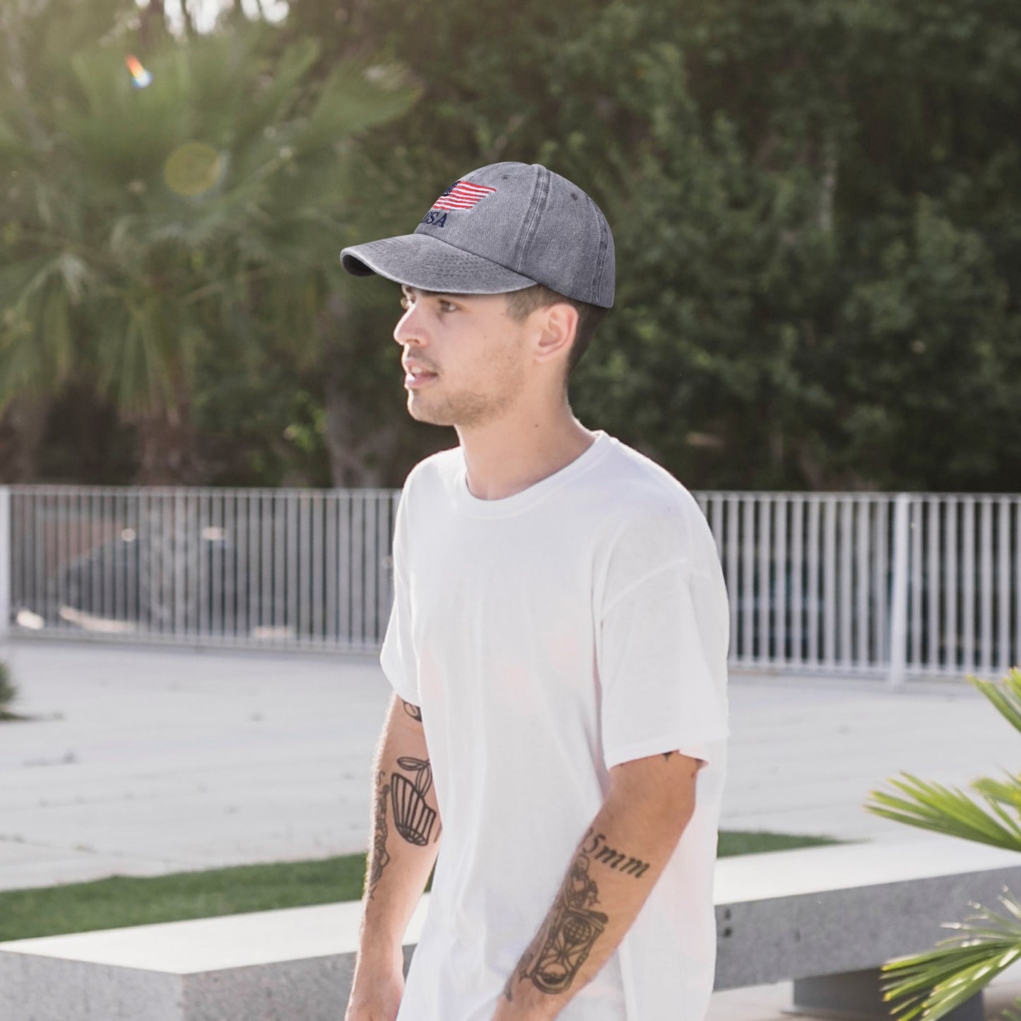 Washed American Flag Baseball Cap Retro Adjustable Cap Trucker Hat - Boniskiss