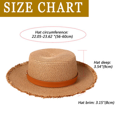 Sombrero de paja con cinturón retro para mujer de Boniskiss - Sombrero Panamá Fedora para el sol en la playa de verano con visera de rafia