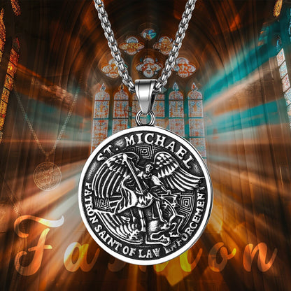 Boniskiss St Jude Michael Christian Medal Necklace - Religious Amulet Pendant Gift for Father Son