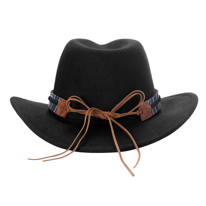Chapeau Fedora classique de style western, en feutre, avec ceinture, idéal pour les activités de plein air et les cowboys - Boniskiss