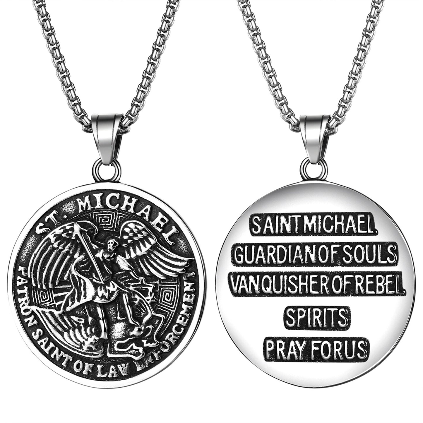 Boniskiss St Jude Michael Christian Medal Necklace - Religious Amulet Pendant Gift for Father Son