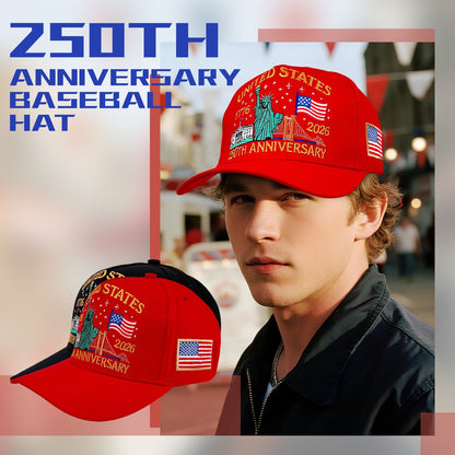 250th Anniversary of America Baseball Cap Statue of Liberty American Flag Hat | Size L-XL - Boniskiss