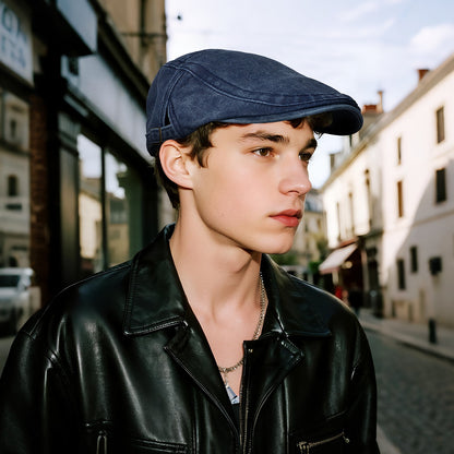British Style Shelby PU Leather Newsboy Beret Cap - Boniskiss