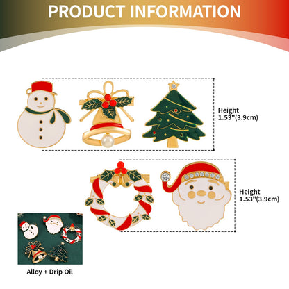 Boniskiss 5PCS Christmas Enamel Pin Set