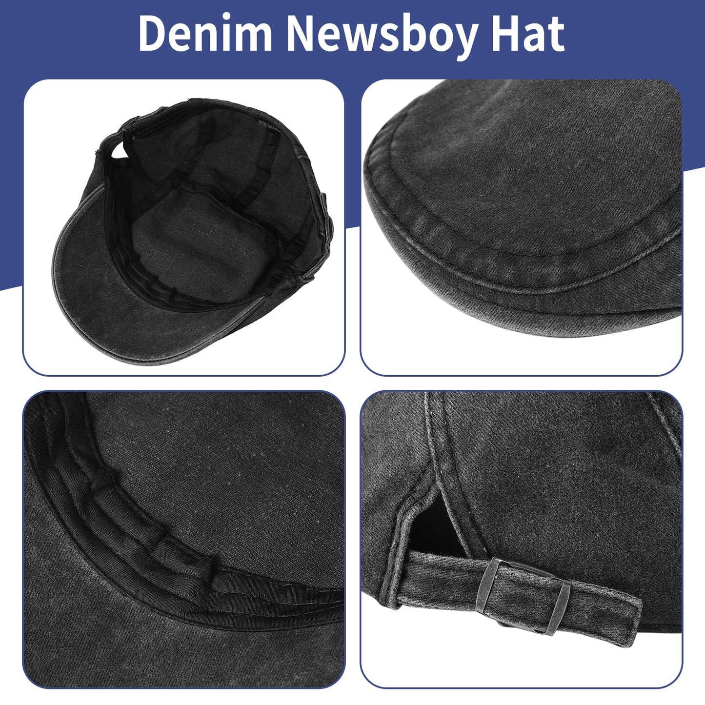 Denim Newsboy Beret Cap - Boniskiss
