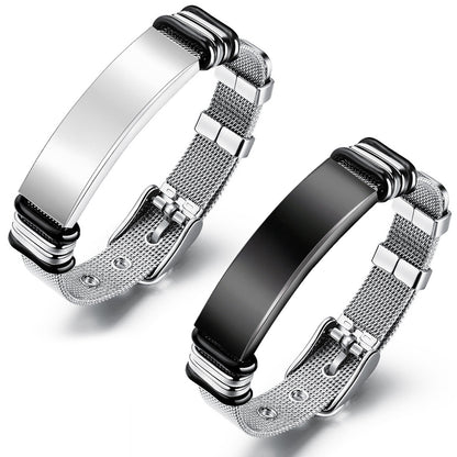 Custom Engraved Adjustable Stainless Steel Mesh Bracelet - Boniskiss