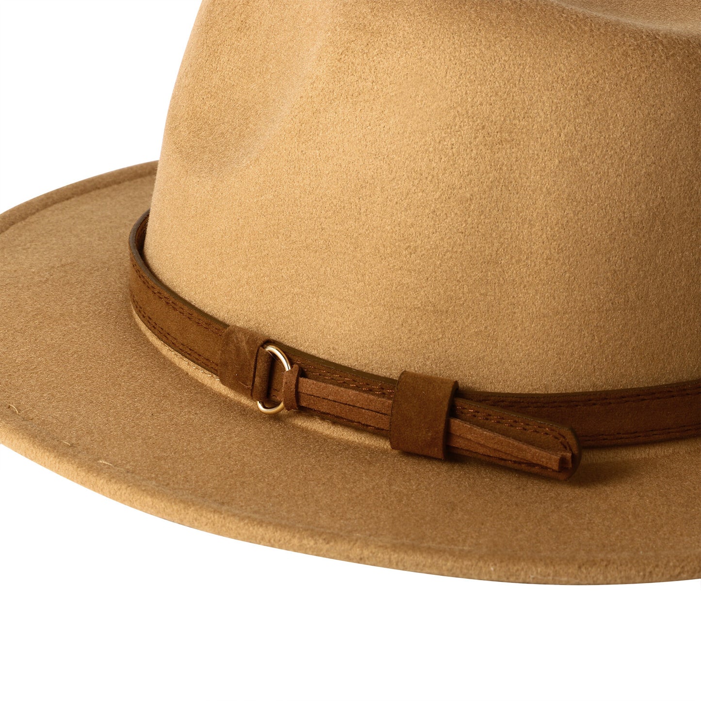 Chapeau Fedora Trilby Panama classique à larges bords avec ceinture - Boniskiss Taille ML