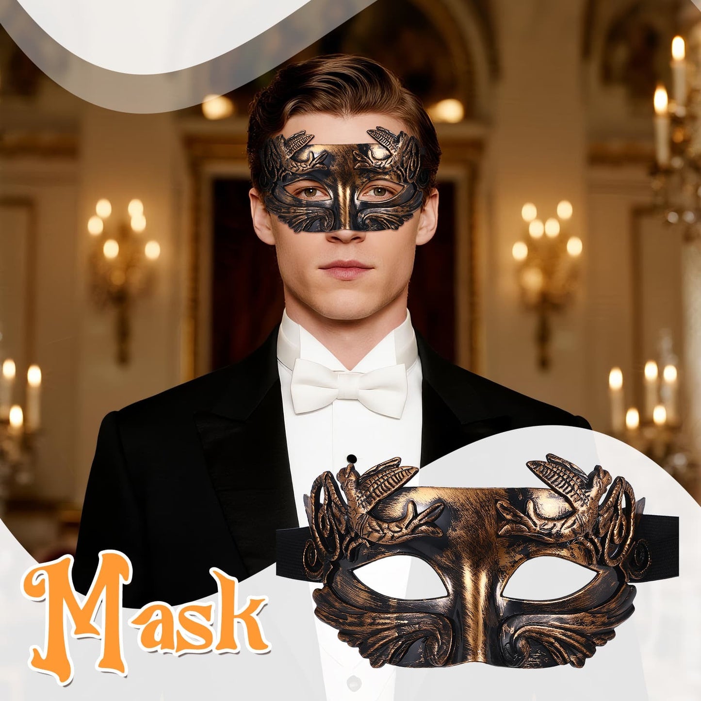 Boniskiss Mens Paisley pattern Masquerade Mask - Classical Mask For Halloween Carnival Graduation Ball