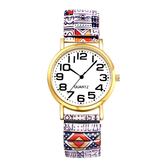 Boniskiss "Geometry" Women's Boho Printed Elastic Band Wrist Watch