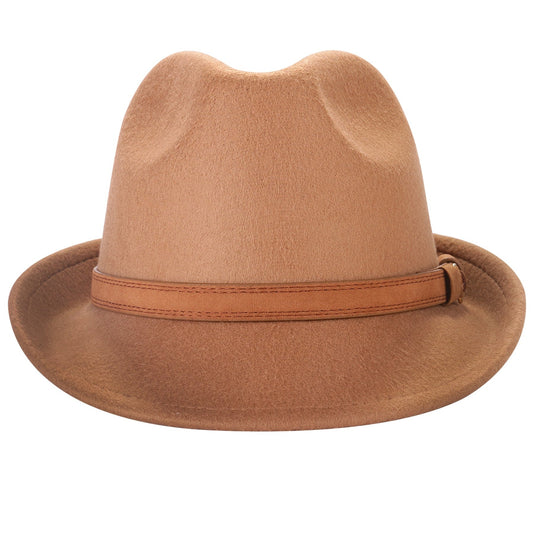 Khaki Classic Fedora Hat Trilby Panama Hat with Leather Band | Size M-L - Boniskiss