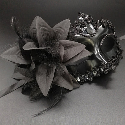 Boniskiss 2PCs Couple Venetian Lily Mask - for Ball Mardi Gras Masquerade Wedding Party Prom