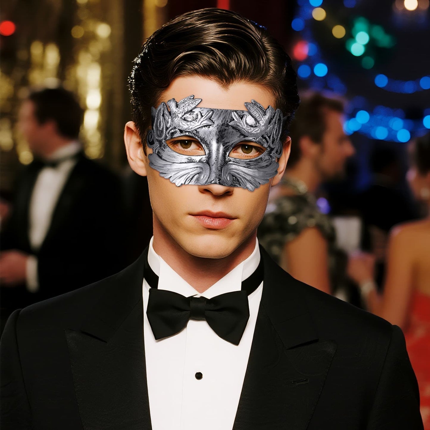 Boniskiss Mens Paisley pattern Masquerade Mask - Classical Mask For Halloween Carnival Graduation Ball