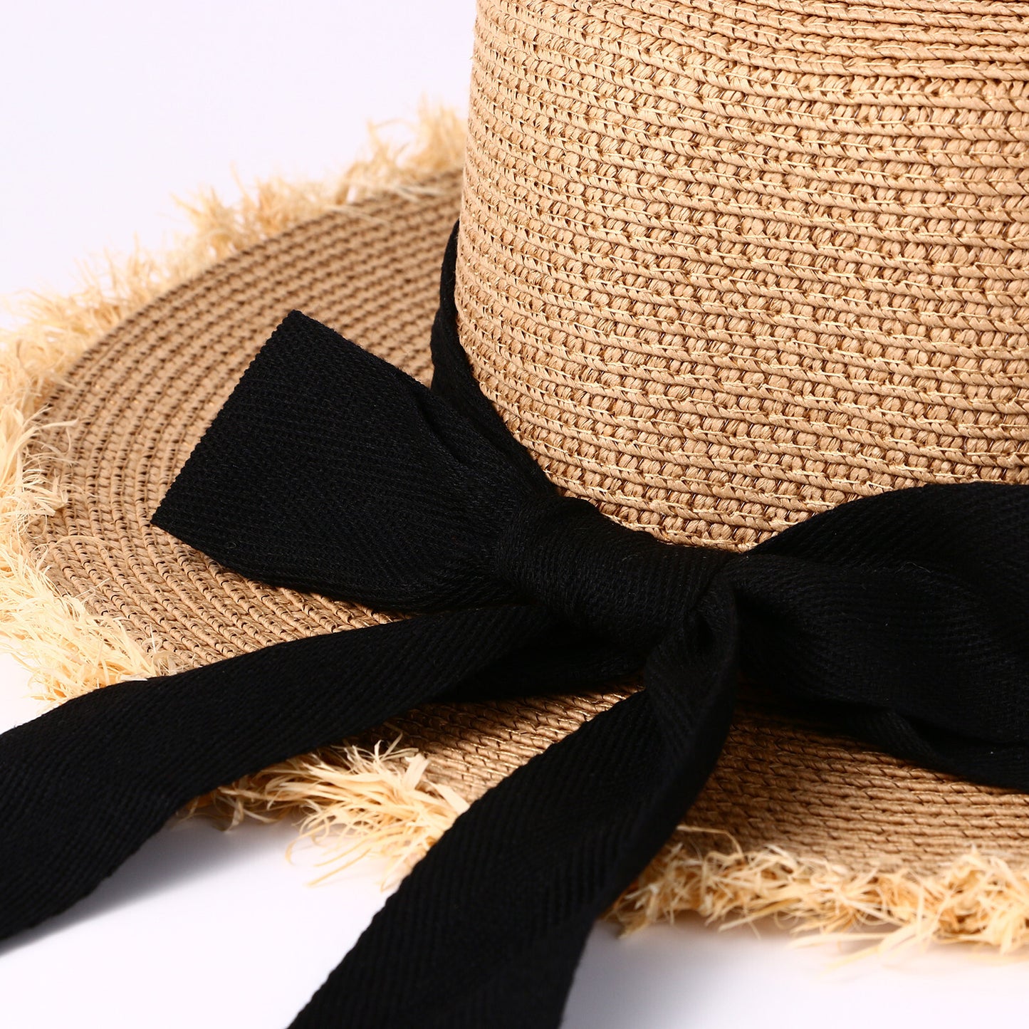 Panama Straw Hat with Bow Knot Ribbon - Boniskiss
