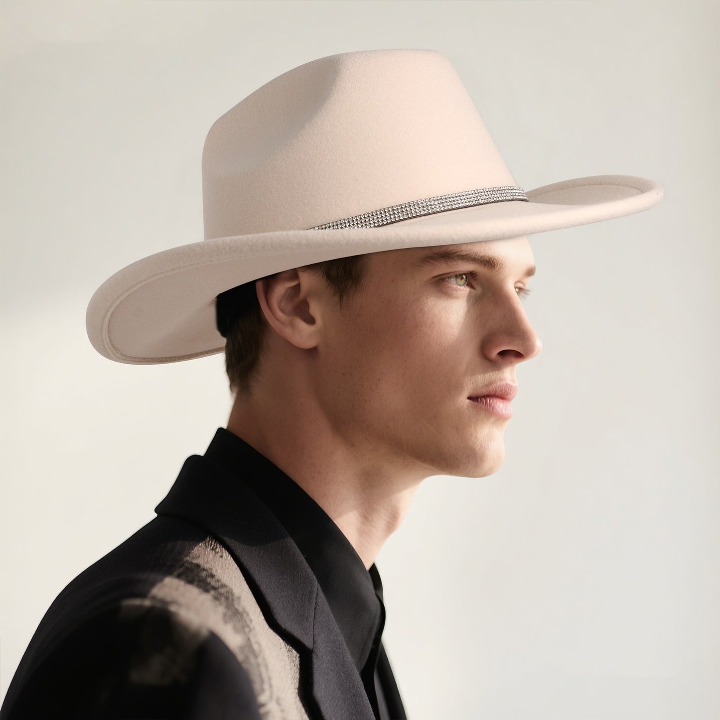 Rhinestone Embellished Cowboy Hat Western Wide Brim Hat - Boniskiss